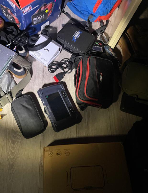 Abramjee's tweet image. JUST IN: @eNCA DSTV 403: The Hawks in Gauteng and private security have arrested three suspects in Roodekop, Alberton. They seized three luxury vehicles, a military grade signal jammer &amp;amp; highly sophisticated electronic devices used for “relay attacks.” Don’t miss #CrimeWatch