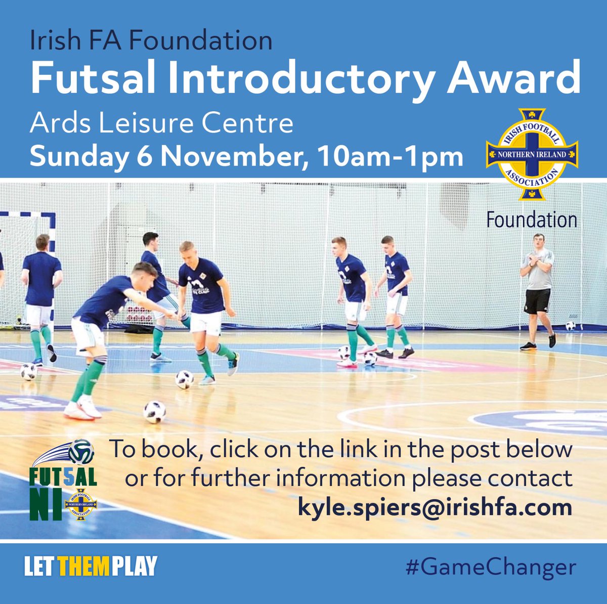 ndayffl's tweet photo. Our Futsal section begins soon…

Why not take part in the IRISH FA FUTSAL INTRODUCTORY AWARD?

https://t.co/ydyiqCxELZ https://t.co/YVfaWPWWyI