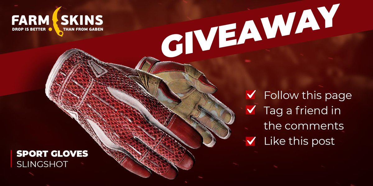 🔥GIVEAWAY 🔥

SPORT GLOVES | SLINGSHOT

1.Follow <a href="/farmskins/">Farmskins</a> 
2.Tag your friend
3.Retweet post