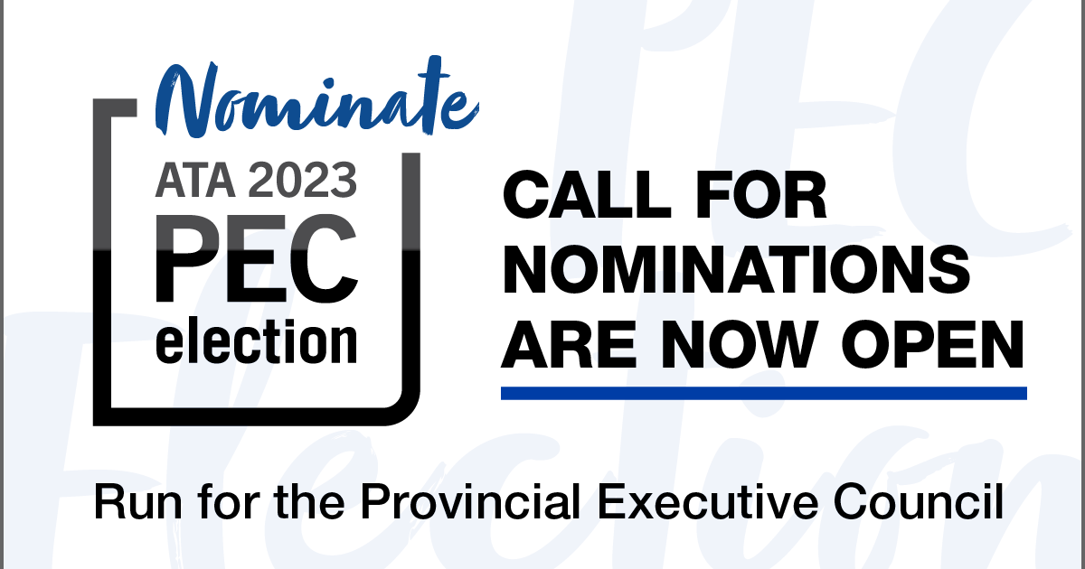 albertateachers's tweet photo. Nominations for PEC Elections open TODAY! Find out everything you need to know to run: https://t.co/9hM0sOHK0g #2023PECelection https://t.co/74bcN53h1Z