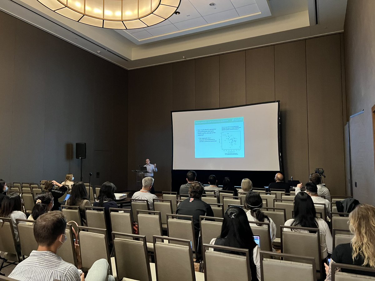 Drop by #TREX2022. <a href="/dougmarkant/">Doug Markant</a> is delivering a keynote on persuasive visualizations right now! <a href="/ieeevis/">IEEE VIS</a> #ieeevis 🦖✨