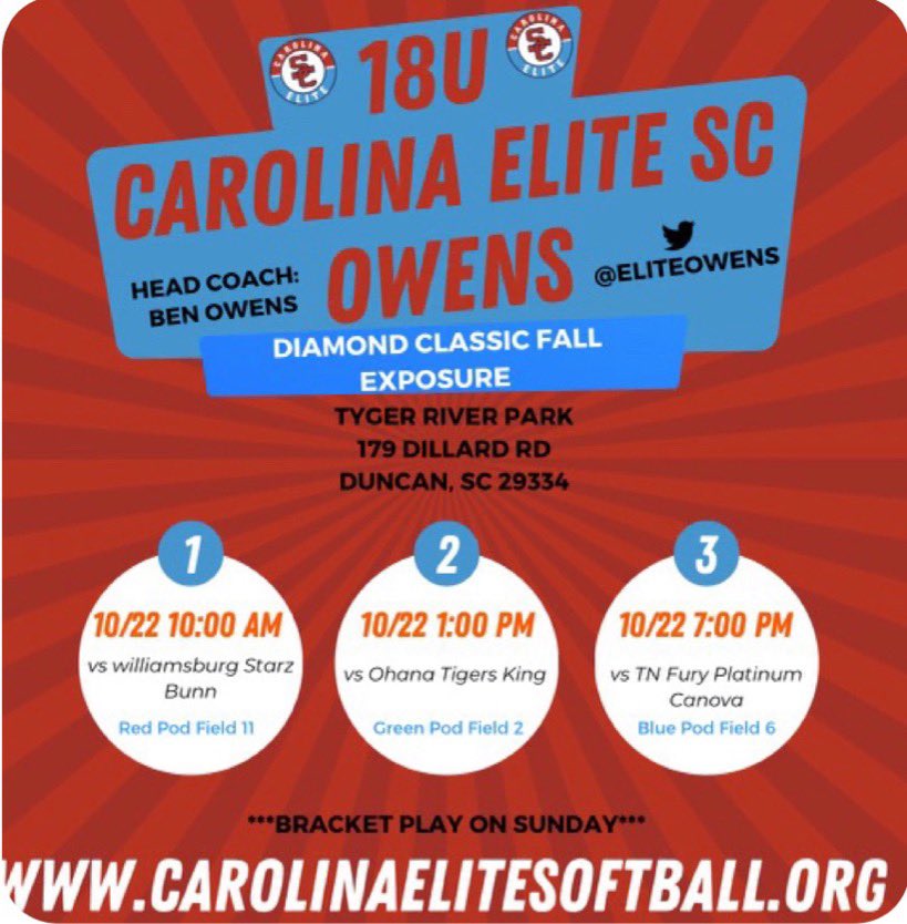 Next weekend! You really don’t wanna miss us! <a href="/EliteOwens/">Carolina Elite Owens</a>