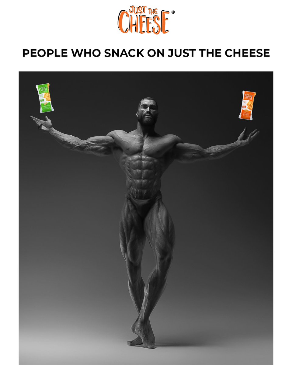 crunchyJTC's tweet photo. GigaChads snack on Just The Cheese 😏
.
.
#familyowned #wisconsincheese #reeseville #wisconsin #cheesy #jtc #crunchy  #cheeseislife #cheeseofinstagram #agedcheddar #jalapeno #gigachad #meme #gigachadmeme https://t.co/EgWVBCkdsm