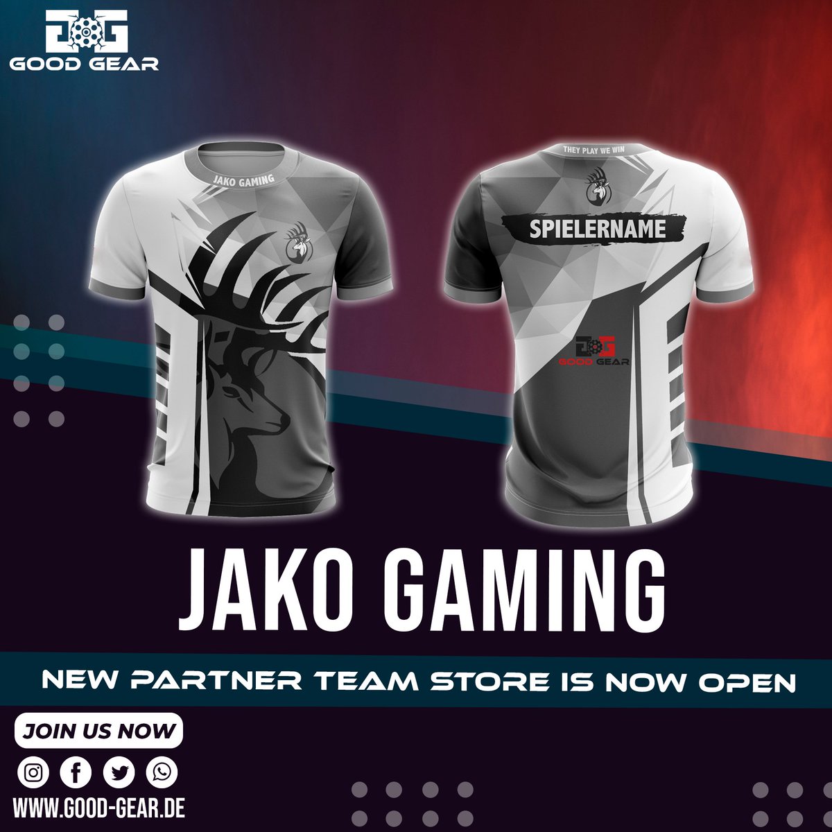 + Neuer Teamshop Partner +

Wir begrüßen unseren neuen Partner @jakogamingcom 🤝

Herzlich willkommen bei Good Gear!  

➡️Checkt den Store aus good-gear.de/team-store-jak… 🤩
 
#gg #goodgear #gamer #teams #esports #streamer #custommade #merchandise