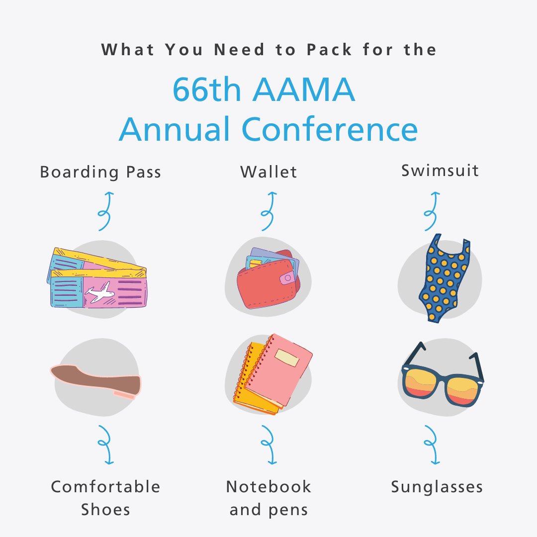 AAMAOfficial's tweet photo. Are you ready for the 66th AAMA Annual Conference? Make sure you’ve to packed all the necessary items for the conference. Do you have any additional packing suggestions? Share in the comments below!

#AAMA2022Conference #AAMA #TheAAMA #MedicalConference #2022Conference https://t.co/pP06vnxVdy