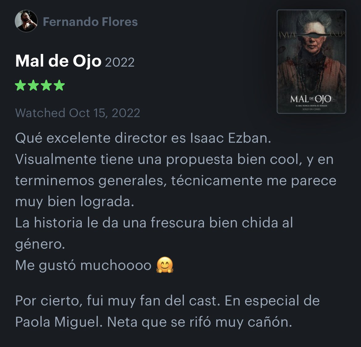 Buenos días! #MalDeOjo, la película de terror de la que todo mundo está hablando, ya está en su 4ta semana en cartelera (en <a href="/Cinepolis/">Cinépolis</a> , <a href="/Cinemex/">Cinemex</a> y hasta en la <a href="/CinetecaMexico/">Cineteca Nacional</a> ) y este es el ÚLTIMO DOMINGO para verla en la pantalla grande! ¿Quien va hoy? ¿O se la van a perder) RT