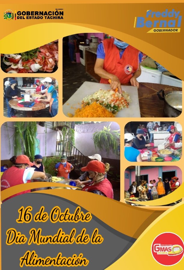 #16Octubre Día Mundial de la Alimentación, proclamado en 1979 por la FAO. Su objetivo es sensibilizar a todos los pueblos a que trabajen y proporcionen los recursos necesarios para erradicar el hambre en el mundo.
<a href="/NicolasMaduro/">Nicolás Maduro</a>
<a href="/LealTelleria/">M/G Carlos Leal Tellería</a>
<a href="/FreddyBernal/">Freddy Bernal</a>
