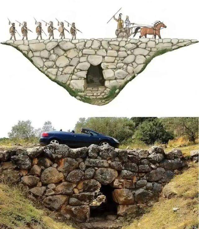 A 3300 year old chariot bridge is still in use today. 

Arkadiko Bridge was built between 1300 and 1190 BC, making it one of oldest still-used arch bridges still in existence. It was built on a road that linked Tiryns to Epidaurus, and was part of a larger military road system.