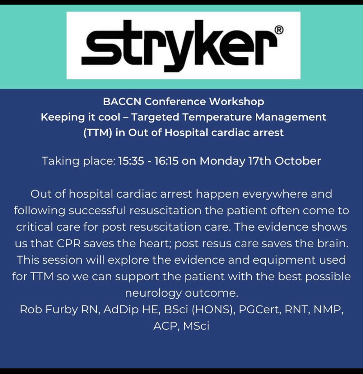 robfub's tweet photo. If your at @BACCNUK #BACCNConf2022 drop into my session on Monday afternoon. We’ll have a laugh and might learn something! #TTM #TTM2 @IACCN_ @StrykerEC https://t.co/U6Y5gMbmfP