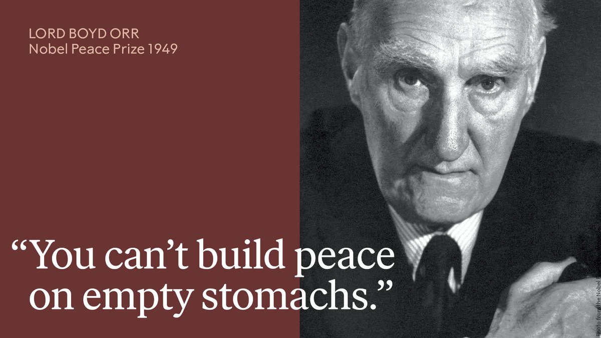 Biologist John Boyd Orr emerged in the inter-war years as one of Britain's leading experts on nutrition. Food and prosperity for all people on earth led to peace, Boyd Orr argued. In 1949 he was awarded the Nobel Peace Prize. #WorldFoodDay