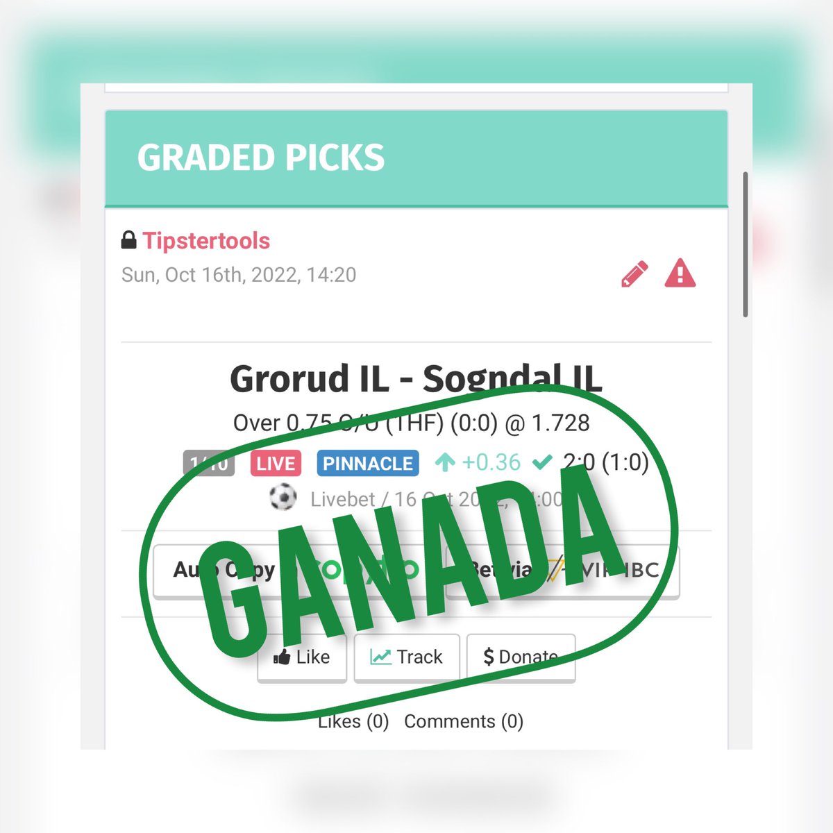 TipsterTools's tweet photo. Sábado en verde ✅
Suscríbete con nosotros en Blogabet 👉 https://t.co/ucKrupqkjI (30 dias o 7 dias prueba)

#tipstertools #bet365 #bwin #sportium #betfair #codere #williamhill #888 #apuestasfutbol #apuestas #pronosticosdeportivos #tipsters #blogabet https://t.co/AMGJPbeB4M