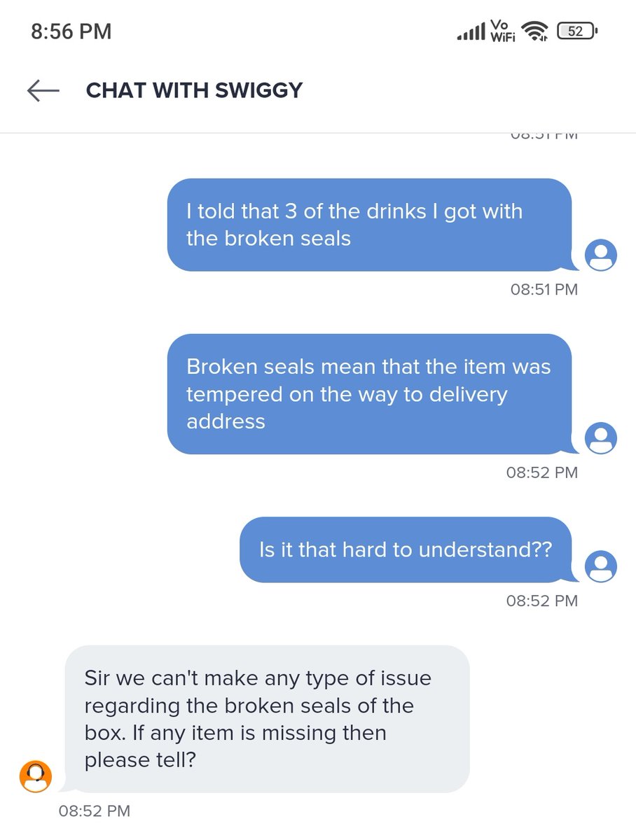 SCMSaaS's tweet photo. @Swiggy @BurgerKing 
I got my BK order delivered via Swiggy where my drinks seals were broken and when I reached out to the customer care, I got an awesome reply - we can't do anything for the broken seals. As a customer you felt really disappointed. https://t.co/x9IpugiiaY