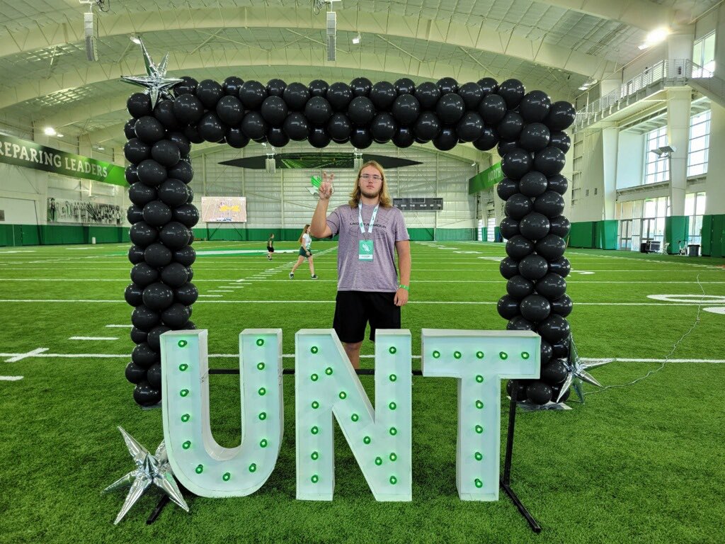 AydenLewis24's tweet photo. I really enjoyed the experience at @UNTFootball yesterday and had a nice visit with @JasonSmith_OL. Congratulations UNT on the big win and thank you for the fun day!

@EatonEagleFB | @emiller_ram93 | @CarlHornback | @_EliteProspects | @BlueChipOL | @BHoward_11 https://t.co/EvUBp9SM7A