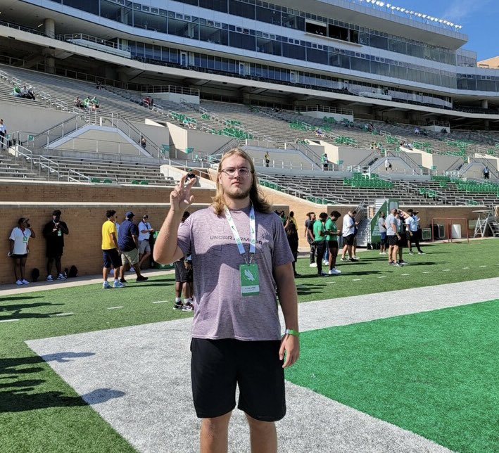 AydenLewis24's tweet photo. I really enjoyed the experience at @UNTFootball yesterday and had a nice visit with @JasonSmith_OL. Congratulations UNT on the big win and thank you for the fun day!

@EatonEagleFB | @emiller_ram93 | @CarlHornback | @_EliteProspects | @BlueChipOL | @BHoward_11 https://t.co/EvUBp9SM7A