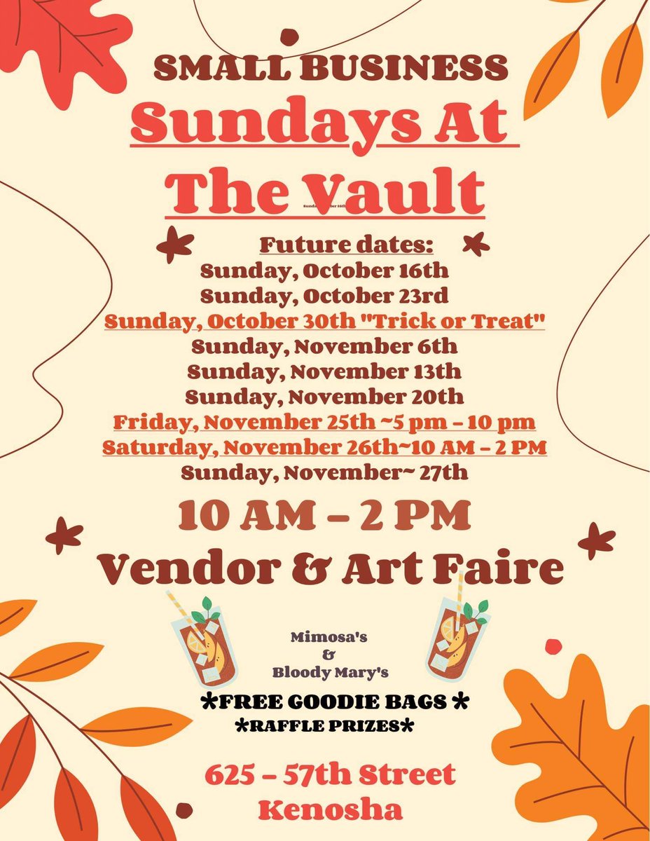 THCwisconsin's tweet photo. Stop by The Vault Downtown Kenosha (625 57th St) from 10 am - 2 pm today and check out small businesses Sunday. Witches In Motion will be dancing here today!
#TheHubWI #THCwisconsin #TheHubCollective https://t.co/LlVqQw4F0I