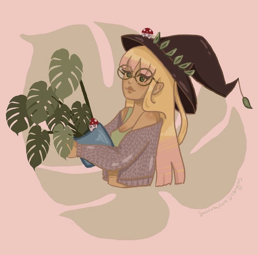 luminemyqueen's tweet photo. “Monstera Mushies” repeat print inspired by yesterdays illustration #illustration #digitalart #surfacedesign #repeatprint #artist https://t.co/75E8PeXZ6p