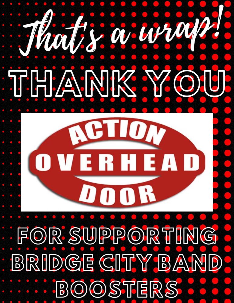 BC_HS_BAND's tweet photo. Thank you to Action Overhead Door for sponsoring 
the Bridge City High School Band. We appreciate you! https://t.co/xL9brA8iUp