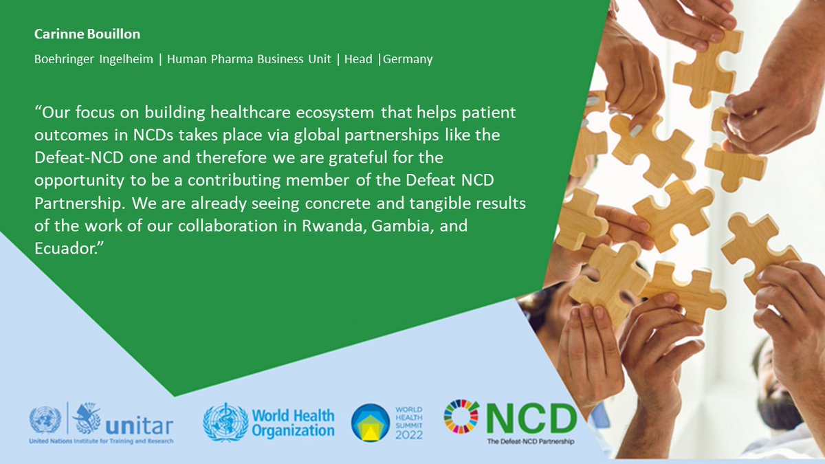 Carinne Brouillon, Head of Human Pharma Business Unit <a href="/Boehringer/">Boehringer Ingelheim</a>, shares remarks on the important role that the private sector can play to help advance progress and sustainably build #NCD programmes. 
<a href="/UNITAR/">UNITAR</a> <a href="/HelmsleyTrust/">Helmsley Charitable Trust</a> <a href="/WHO/">World Health Organization (WHO)</a> <a href="/MOPHQatar/">وزارة الصحة العامة</a> <a href="/boehringerus/">Boehringer Ingelheim</a> <a href="/MoHFW_INDIA/">Ministry of Health</a> <a href="/Mukul_Bhola/">Mukul Bhola</a>