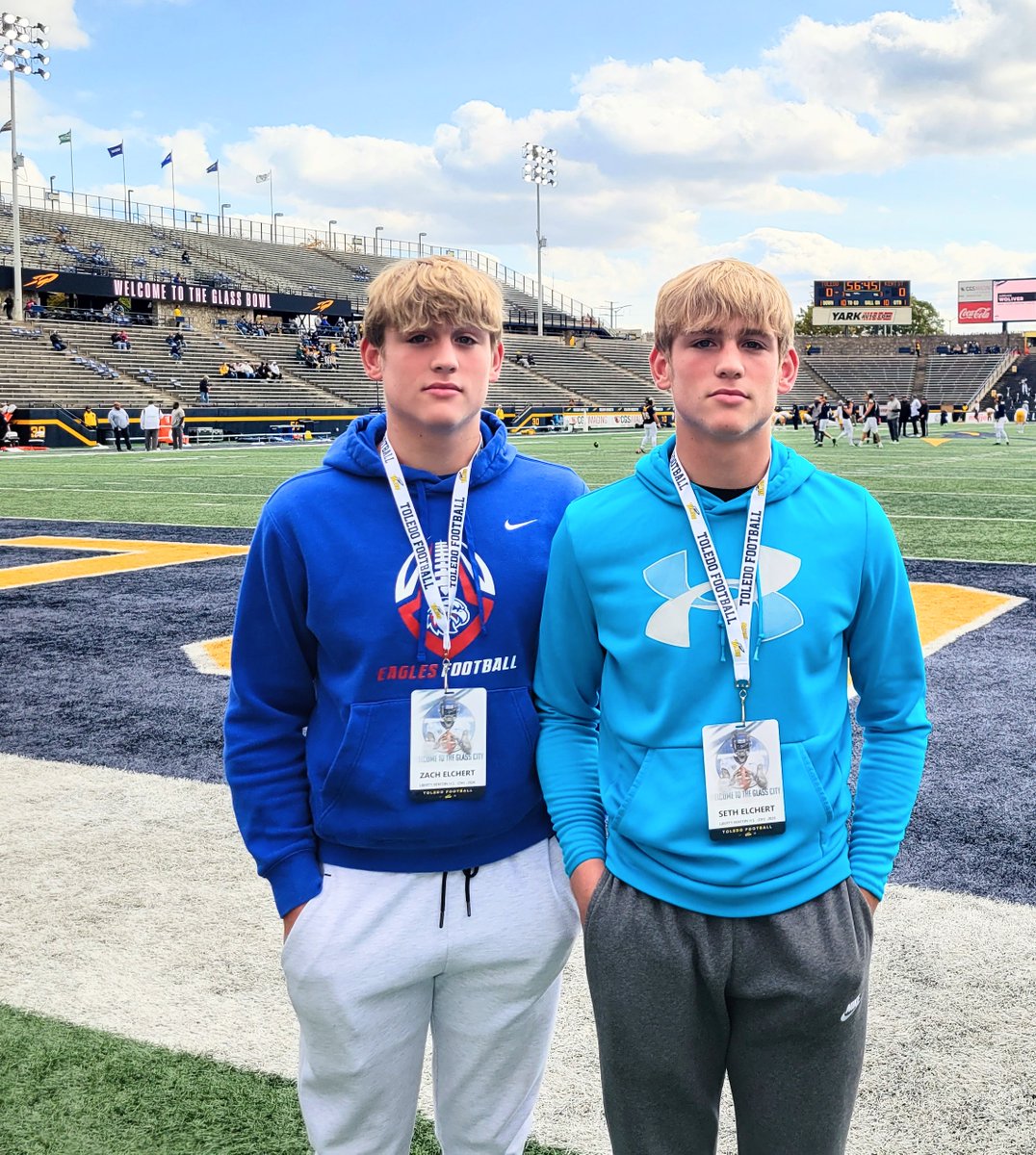 Thanks to UT Football for the game invite for me and my brother <a href="/ElchertZach/">Zach Elchert</a>.  Had a great time.  Congrats on the win.
<a href="/LBFootball21/">LBHS Football</a> <a href="/RickyCiccone/">Ricky Ciccone</a> <a href="/ToledoQBs/">Robert Weiner</a> <a href="/Coach_MikeRob/">Mogul Mike</a>  <a href="/ToledoFB/">Toledo Football</a> <a href="/JaredLuginbill/">Jared Luginbill</a> <a href="/Mark__Porter/">ScoutingOhio.com - 247 Sports - Bucknuts</a>