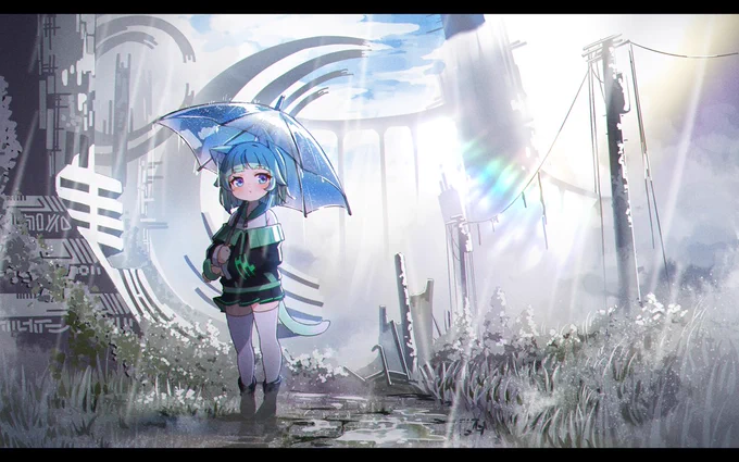 今回、雨猫 ちぃさん()のコンセプトアートを描かせてもらいましたー!#雨猫ちぃArt 