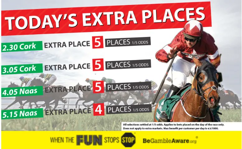 TelephoneBet's tweet photo. TODAY'S EXTRA PLACES!!!!!!

Max Stake £1000

#BeGambleAware https://t.co/o3oC4Kig6u