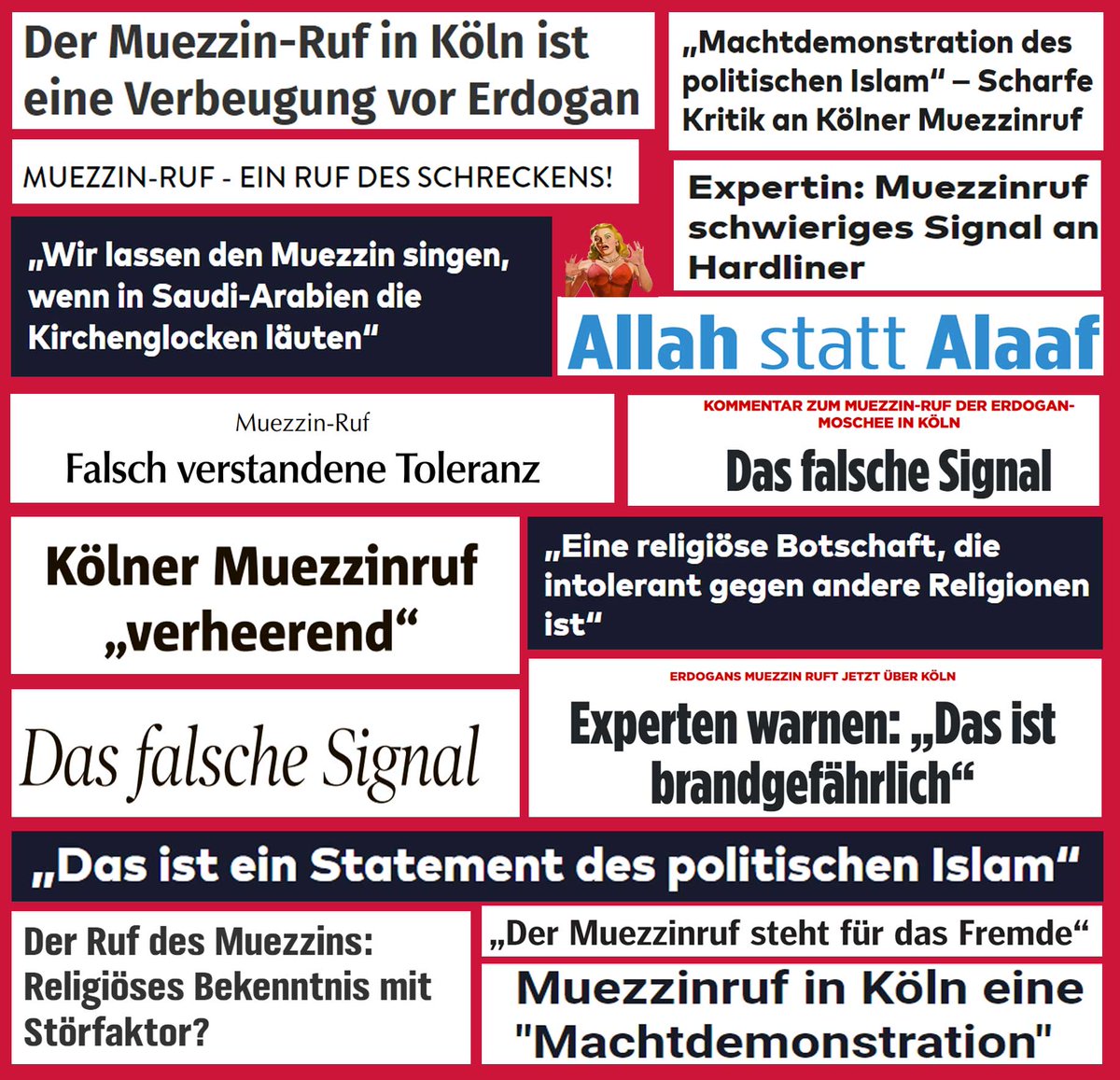 goldi's tweet photo. Wie Medien reagieren, wenn Muslime im Innenhof einer Kölner Moschee für fünf Minuten pro Woche in Zimmerlautstärke ihr Recht auf Religionsausübung in Anspruch nehmen. #Muezzin #Muezzinruf https://t.co/xtjMvenALQ