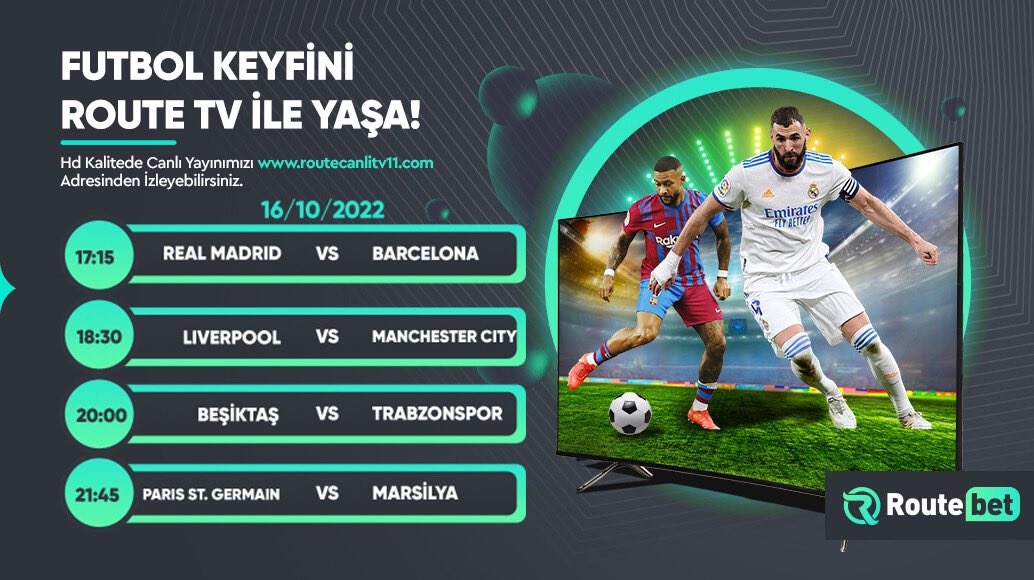 ⚽️ Futbol Keyfini Route TV ile Yaşa! 📺 Günün öne çıkan maçları HD kalite ile Route TV'de! 📲 linktr.ee/routelink