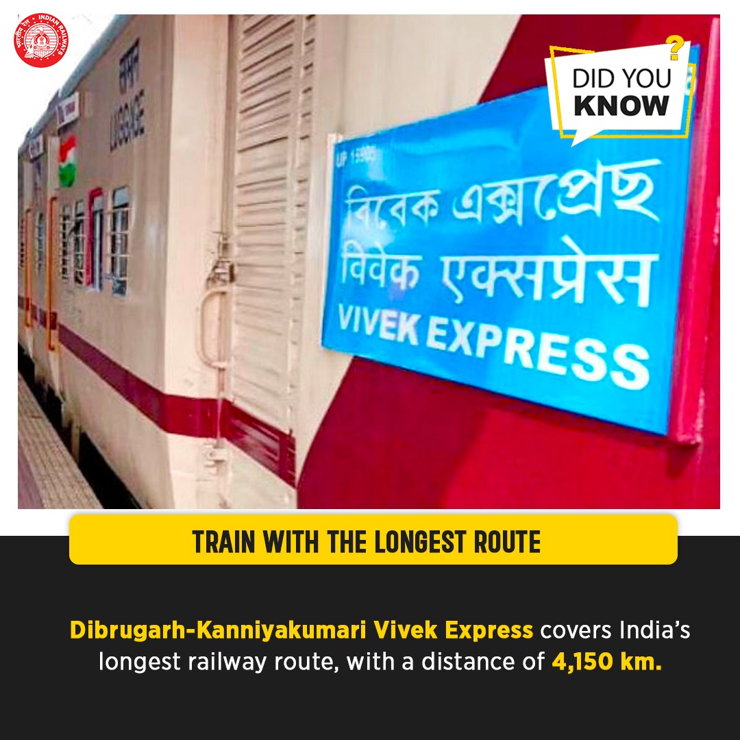 Ministry of Railways on Twitter "Did You Know? Vivek Express, which Chart Preparation Time For Vivek Express