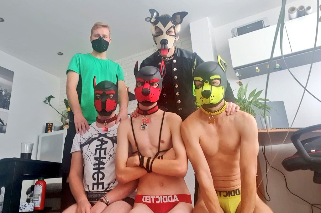 Erboy692's tweet photo. My playful puppy @PuppyPerry1 meet a new friend @Pup_Rex_CZ after he learns about my bondage skills.
Between us, I don't think he's an omega 🤭.
I think their alpha @_Kuro_exe and beta @Puppy_Tomik like too 😏. https://t.co/5Y6W8Cvzwt