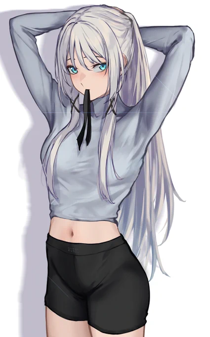 ドルフロのAN-94ポニーテールの94とかも良いなぁ(髪を結ぶ仕草を描きたかったけど,手が上手く描けない....)#ドールズフロントライン#イラスト練習 