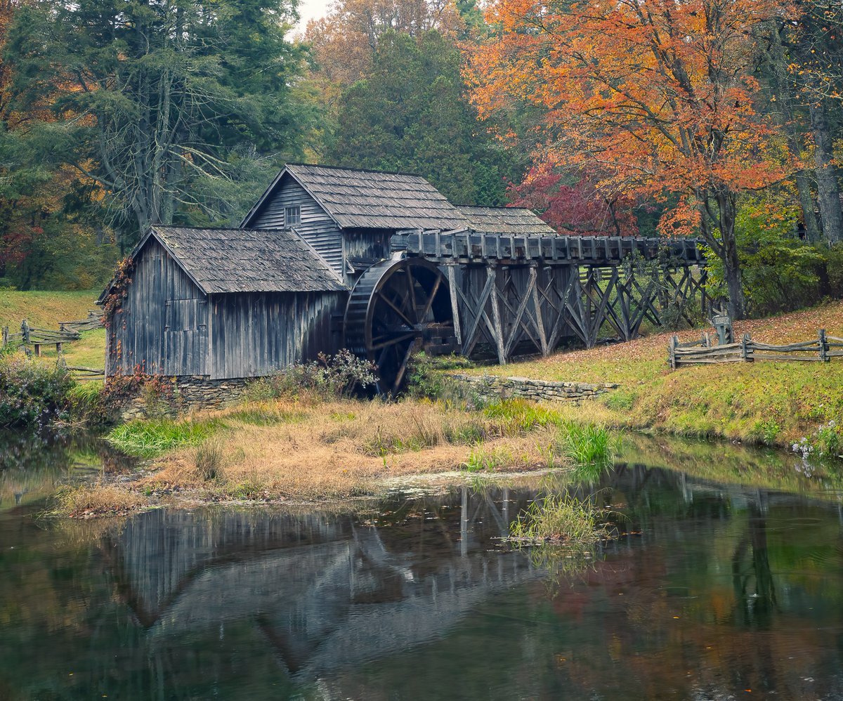 Mabry Mill Reflection, Blue Ridge Parkway, North Carolina.  #blueridgeparkway #landscapes #fallphotography #OM1 #Autumn #fall