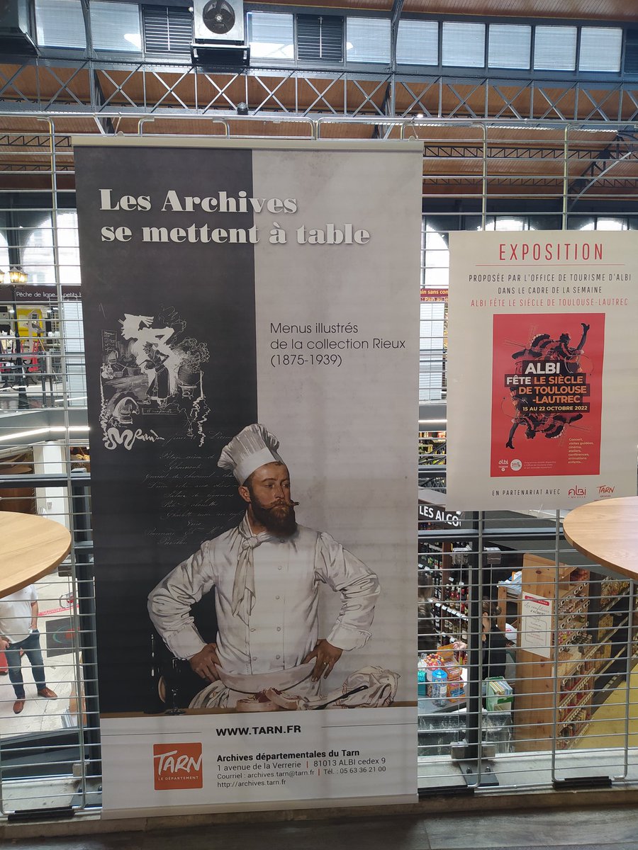 mlblb's tweet photo. Pour la #BattleMenu, expo carrément dans le ton des AD 81, au marché couvert d'#Albi !
#archives #menus #AD81 https://t.co/UNuu9ftSmR