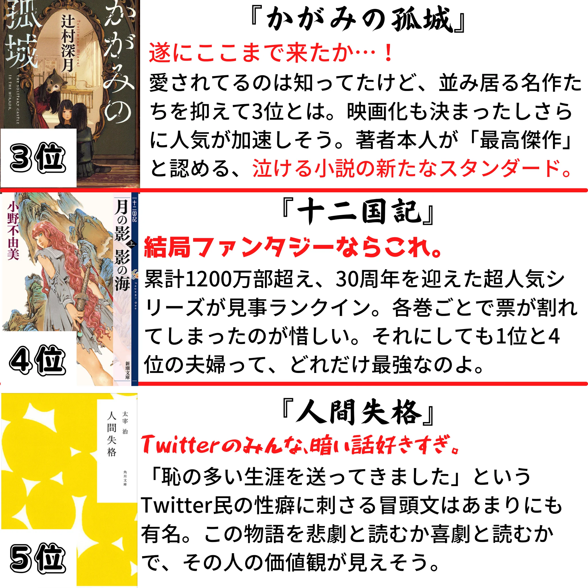 小説好きの魂を煮詰めたようなランキング！！次読む小説の候補にいかがでしょうか？！