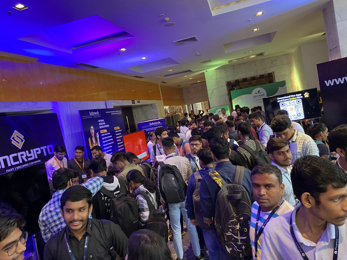 CsharpCorner's tweet image. Nice gathering after #keynote, attendees interacting with #sponsors on the booths of #BCrypt22 India Web 3.0 Roadshow #Sponsors. Have a look @suncryptoin
#Bcrypt #BcryptIndia #Web3 #web3community #Web3Conference #SharpPlatform