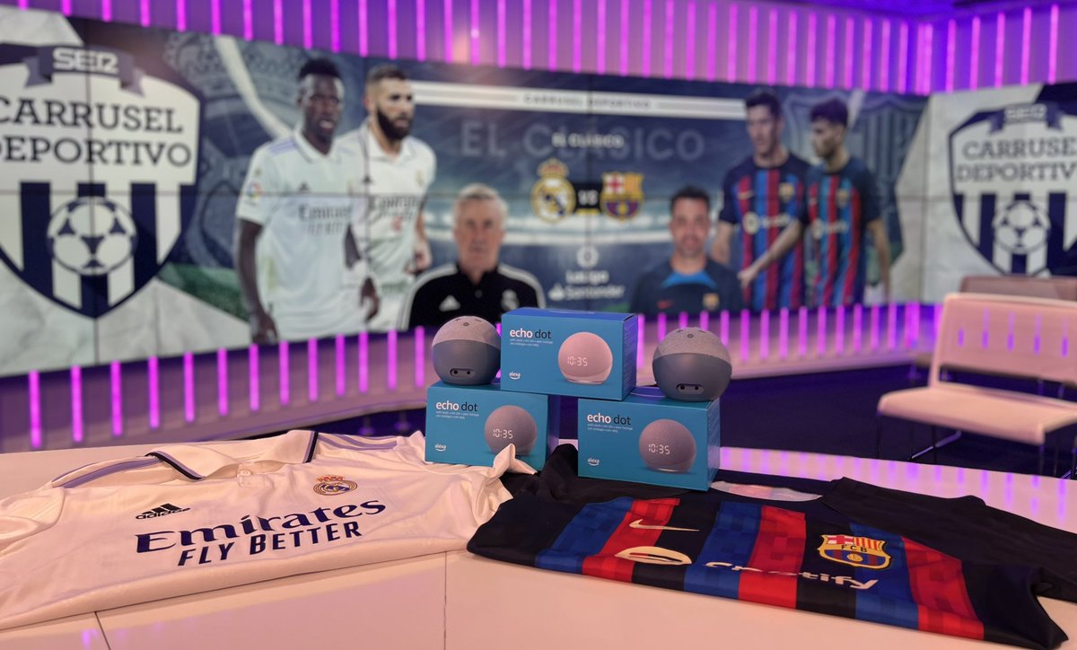 carrusel's tweet photo. 🎁😍 ¡HOY puedes GANARTE una @Amazon #Alexa con @Carrusel!

📲 SORTEAMOS una entre TODOS los que acertéis:
 
⚽️ Último goleador de #ElClásico 
⏱️ Resultado FINAL del @RealMadrid vs @FCBarcelona 

🚨 ¡OS LEEMOS! 👇 https://t.co/iaT6y2ZvTv