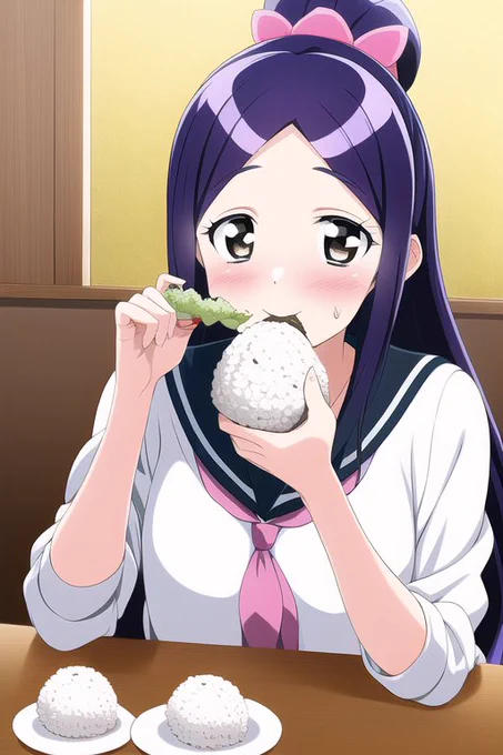 #NovelAI AIに描かせたデパプリ!和実ゆい芙和ここね華満らんまるっきり別人で面白かったです。食事を描くのは難しいようだ。ラーメンは、最初手づかみで食べた絵が出て笑えました。 