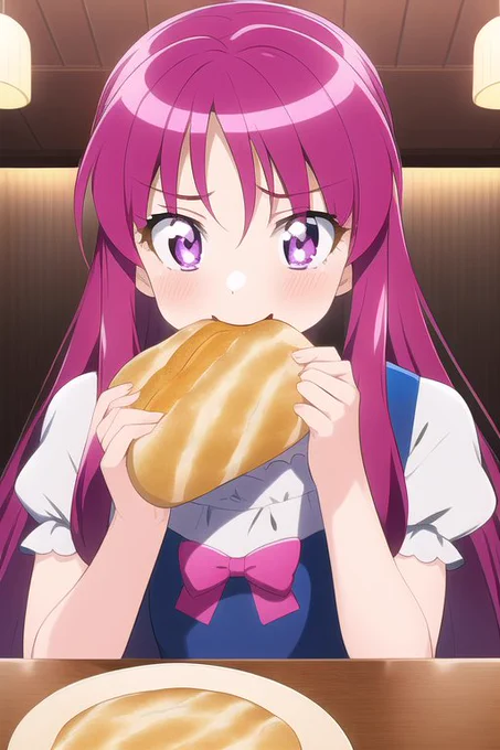 #NovelAI AIに描かせたデパプリ!和実ゆい芙和ここね華満らんまるっきり別人で面白かったです。食事を描くのは難しいようだ。ラーメンは、最初手づかみで食べた絵が出て笑えました。 