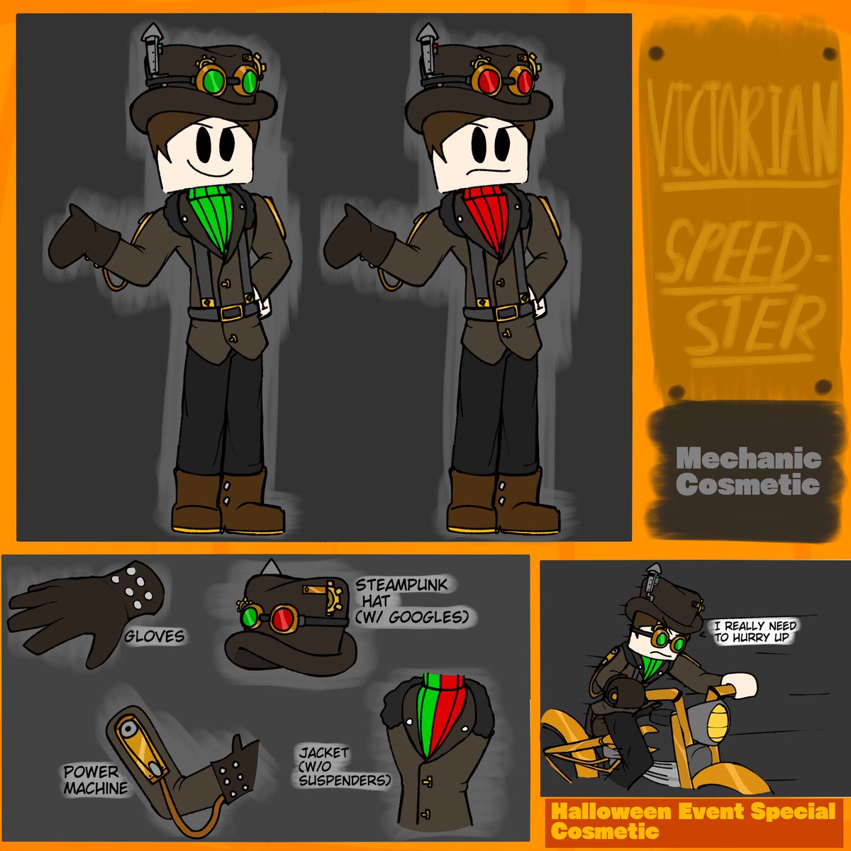 15Tincool's tweet photo. Victorian Speedster, Mechanic Cosmetic Art Concept for TC2 [Halloween 2022 Event Special Cosmetic]
#TypicalColors2 #robloxart https://t.co/pistHwvLhL