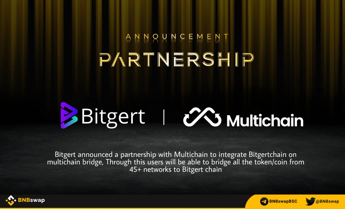 BNBSwap's tweet photo. 📢 @bitgertbrise announced a partnership with @MultichainOrg to integrate #Bitgertchain on multichain bridge

Through this users will be able to bridge all the token/coin from 45+ networks to #Bitgert chain

Multichain is the largest bridge operator with $2.5B TVL 

$BRISE #BRISE https://t.co/LQ2G5ge8pR