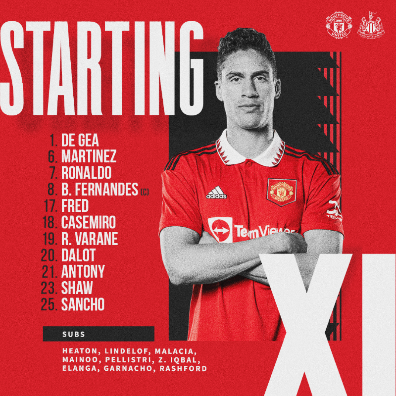 ManUtd's tweet photo. 🚨 Presenting the United line-up for #MUNNEW 👊

#MUFC || #PL