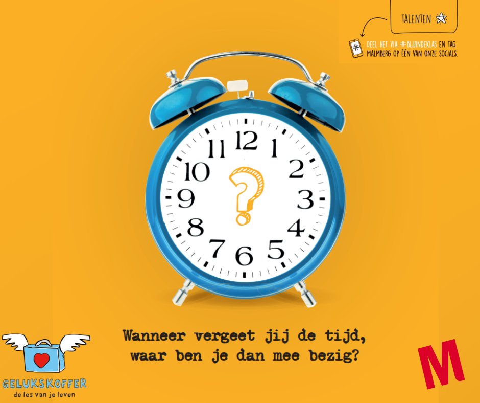 Gelukskoffer's tweet photo. Van Malmberg voor jou: je wekelijkse portie positiviteit! Volg en tag @Malmberghelpt op social, deel je reactie met #blijindeklas en maak eind oktober kans op één van de vijf fysieke positviteitskalenders.
👉 Wanneer vergeet jij de tijd, waar ben je dan mee bezig?
#gelukskoffer https://t.co/dp7ehbXajB