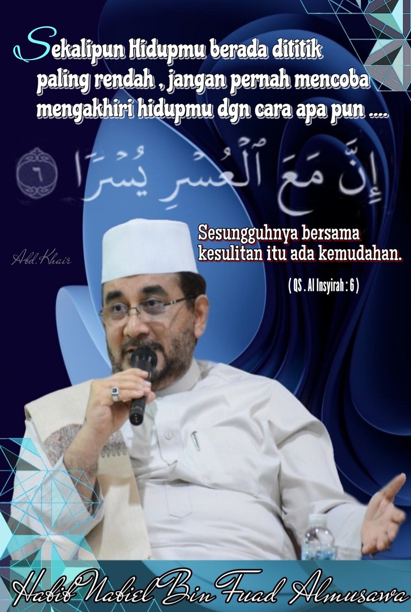 Anakku.. Sekalipun kau merasa bhw hidupmu benar2 berada dititik terendah.. Jgn pernah kau mencoba mengakhiri hidupmu ya nak.. Tuhanmu adalah Tuhan yg Maha Penyayang, takkan IA biarkanmu hancur, kemudahanmu sudah dekat nak.. Yakini itu yaa, sebentar lagi kau kan benar2 tersenyum