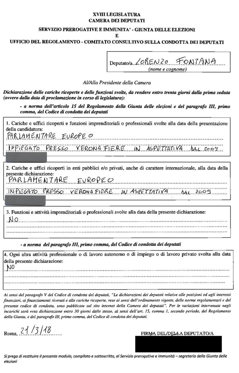 perchetendenza's tweet photo. "INpiegato":
Per il doppio errore grammaticale commesso dal neo presidente della Camera Lorenzo Fontana nella compilazione della sua scheda personale depositata a Montecitorio https://t.co/p6bvpd5I1B