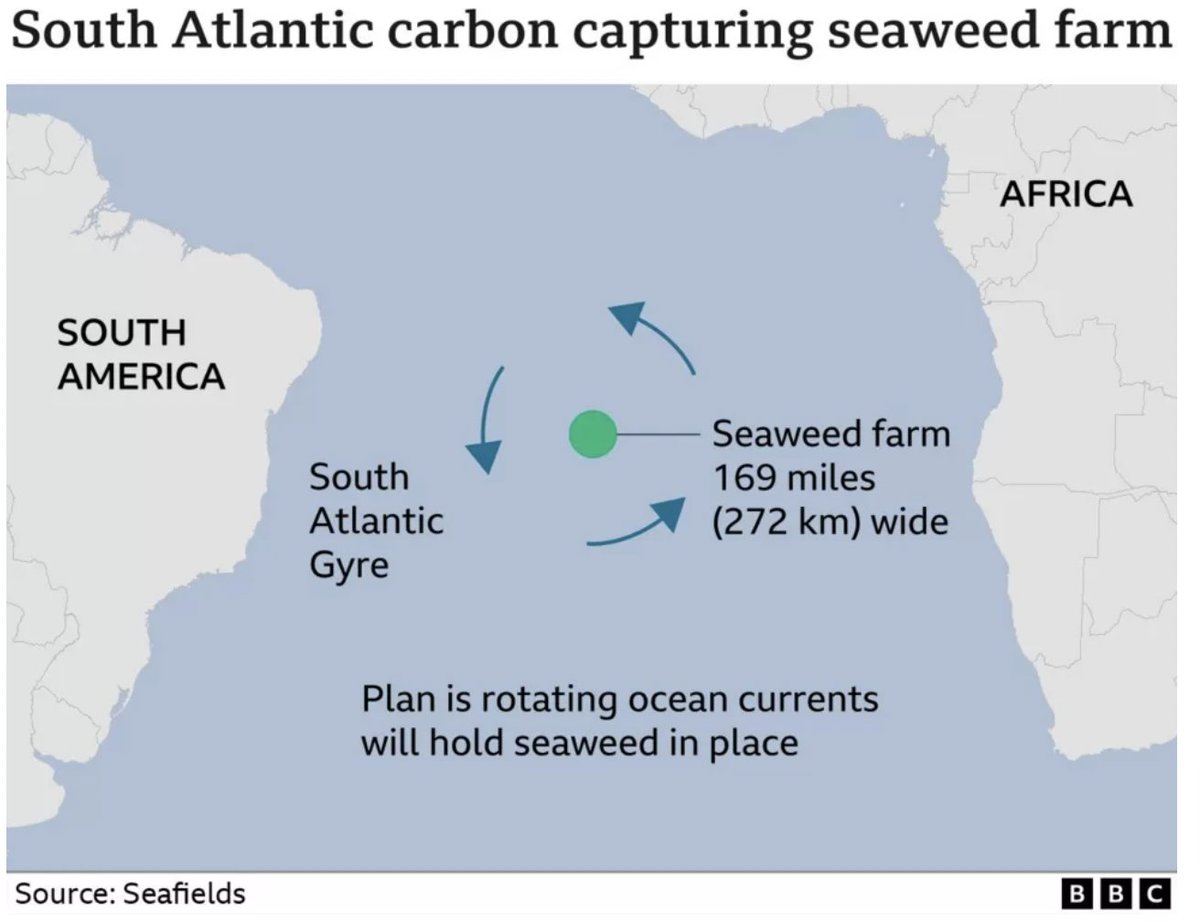 ECIU (@eciu_uk) on Twitter photo #Climate change: Can an enormous seaweed farm help curb it?
Proposal for huge seaweed farm the size of Croatia floating in the South Atlantic between Africa and South America to capture carbon.
<a href="/DaveJReid/">David Reid</a> <a href="/BBCJustinR/">Justin Rowlatt</a> bbc.in/3SkLqS5 #Climate change: Can an enormous seaweed farm help curb it?
Proposal for huge seaweed farm the size of Croatia floating in the South Atlantic between Africa and South America to capture carbon.
<a href="/DaveJReid/">David Reid</a> <a href="/BBCJustinR/">Justin Rowlatt</a> bbc.in/3SkLqS5