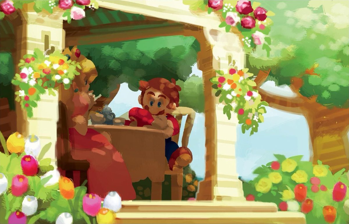 Mario having tea with his Princess. C/- The Art of Super Mario Odyssey