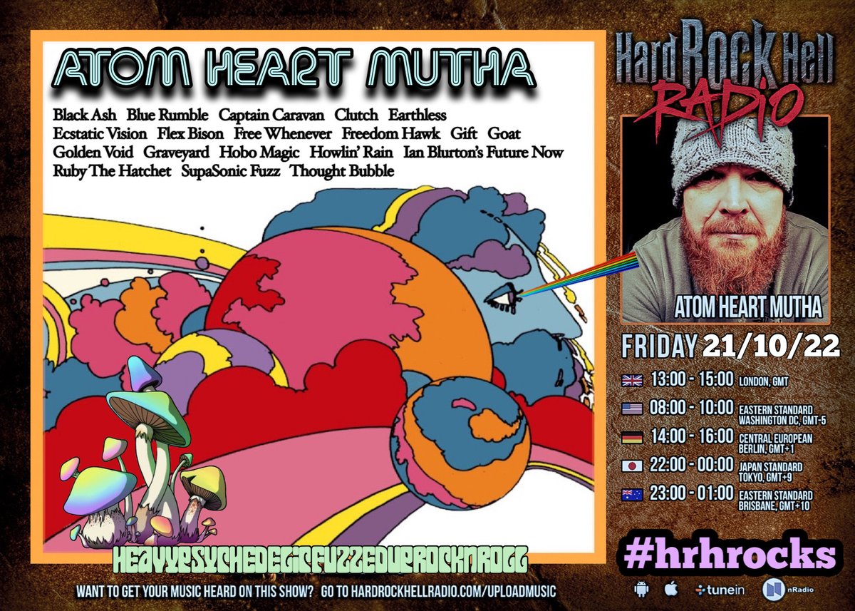 GeoffleppardUK's tweet photo. https://t.co/skRtr4vLPR
Get 2 hours of great music on Friday October 21st when #AtomHeartMutha drops on @radiohrh #Tons of #heavy #riffs #dope #grooves and #cool #heavypsych #psychedelic #fuzzed up #stoner #space #rocknroll #jams #rock #metal #heavy #heavymetal #doom #stonerrock https://t.co/BDeF0Lfl2L