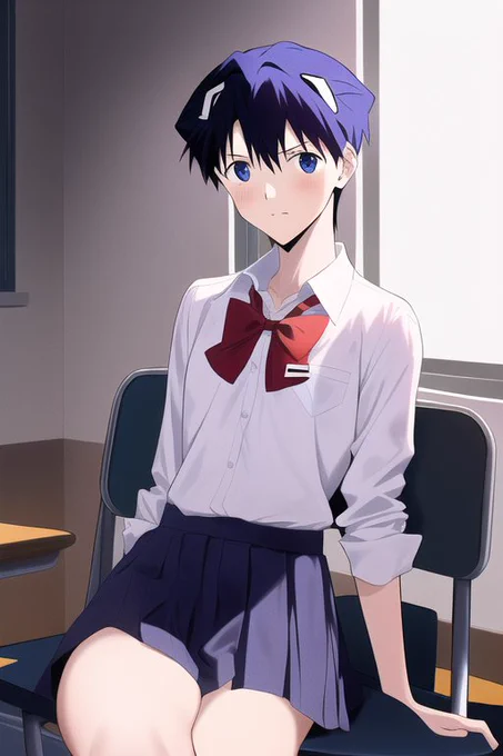 #NovelAI 碇シンジ綾波レイ惣流アスカラングレーschool uniformで統一したらこうなってしまった 