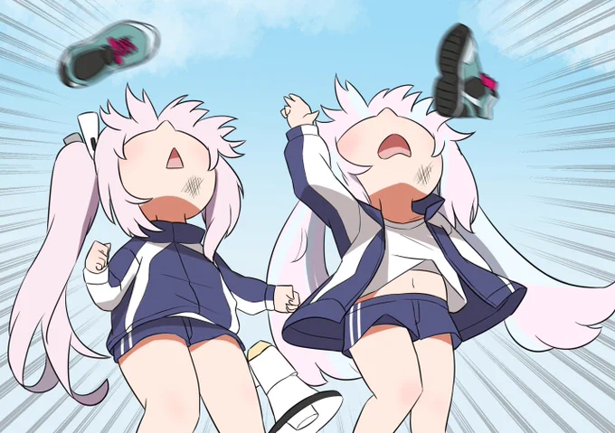 カズサを応援するナツとレイサ#ブルアカ 