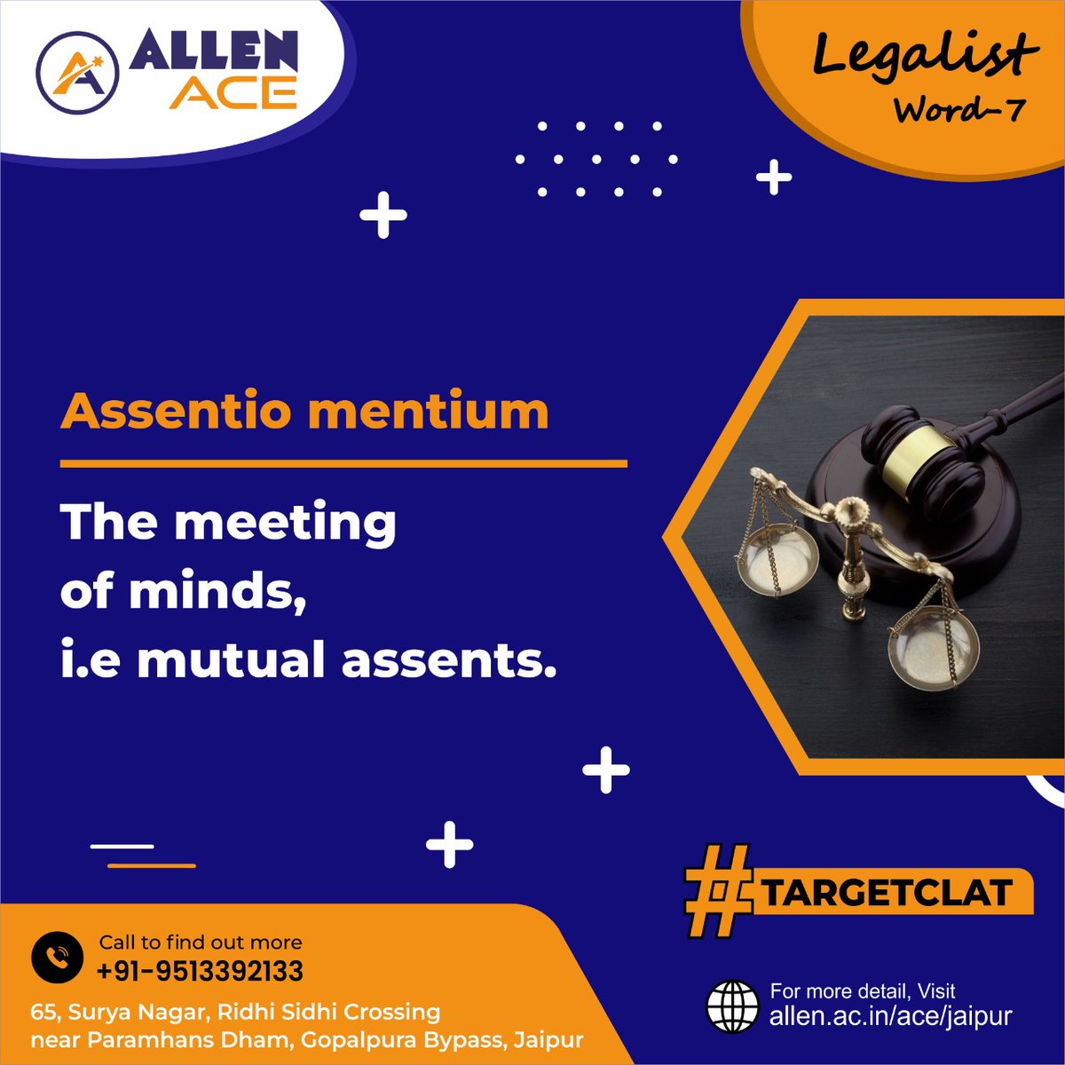 ACIPL_ACE's tweet photo. 🎯 Your #CLAT exam preparation is incomplete without knowing the most important Legal Maxims and terms!
✅ ALLEN Ace aims to increase Your Legal Vocab with ALLEN ACE “#LEGALIST”. Crack CLAT and reach your dream Law School!
🌐 Visit: https://t.co/puOzCbsY9h
#AllenACECLAT https://t.co/bcsLPQ1BV5