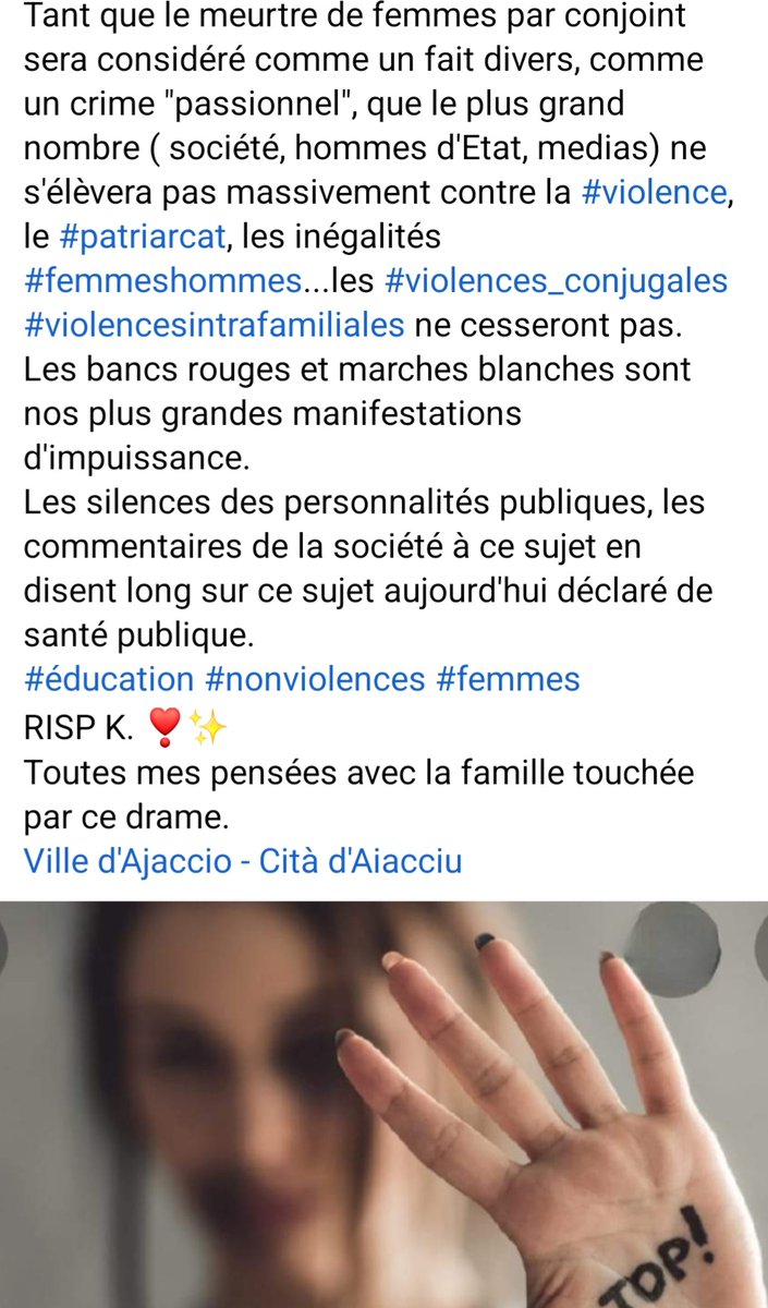 laetitiamaroccu's tweet photo. ❣️✨️ Face aux silences assourdissants et coupables, 
@CollagesCorse 
#CollagesFéminicidesAjaccio 
MERCI. 
#Feminicides #Corse 
#ViolencesConjugales https://t.co/Hkw7P2k3G0